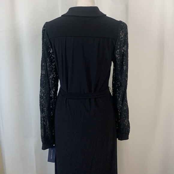 Tommy Hilfiger Black Button Down Long Lace Sleeve Midi Dress- NWT- Size 4 - Picture 8 of 12